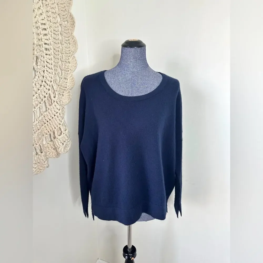 Notshy Cashmere Classic Navy Women's Crew Neck Sweater Size L/XL
